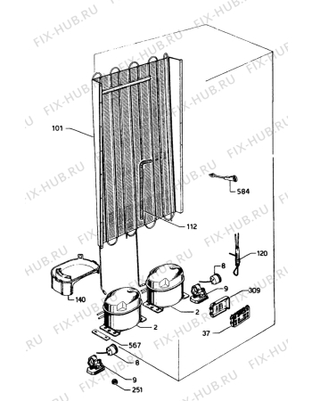 Взрыв-схема холодильника Zanussi ZFK25/10R - Схема узла Cooling system 017